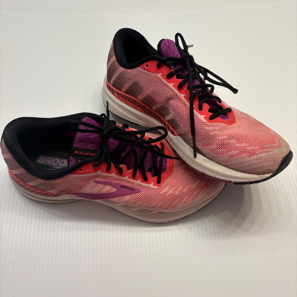 Brooks Ravenna 10 Running Shoes Womens 9.5 Pink Coral Purple GuideRails Sneakers